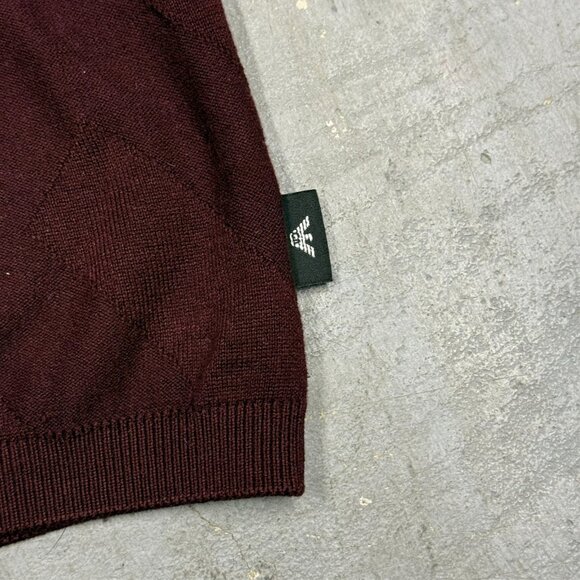 Emporio Armani Knit Sweater Crewneck Red Lightweight Cotton Large - Picture 4 of 9